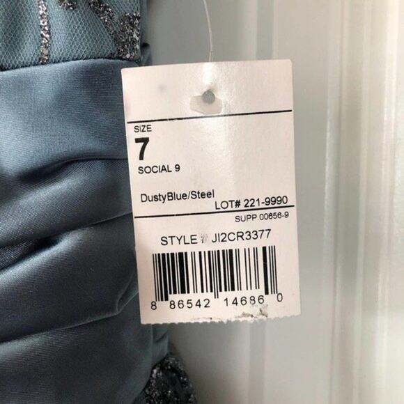 B. SMART "JI2CR3377" Social 9 DustyBlue Cocktail Dress Juniors 7 NWT - Picture 3 of 12